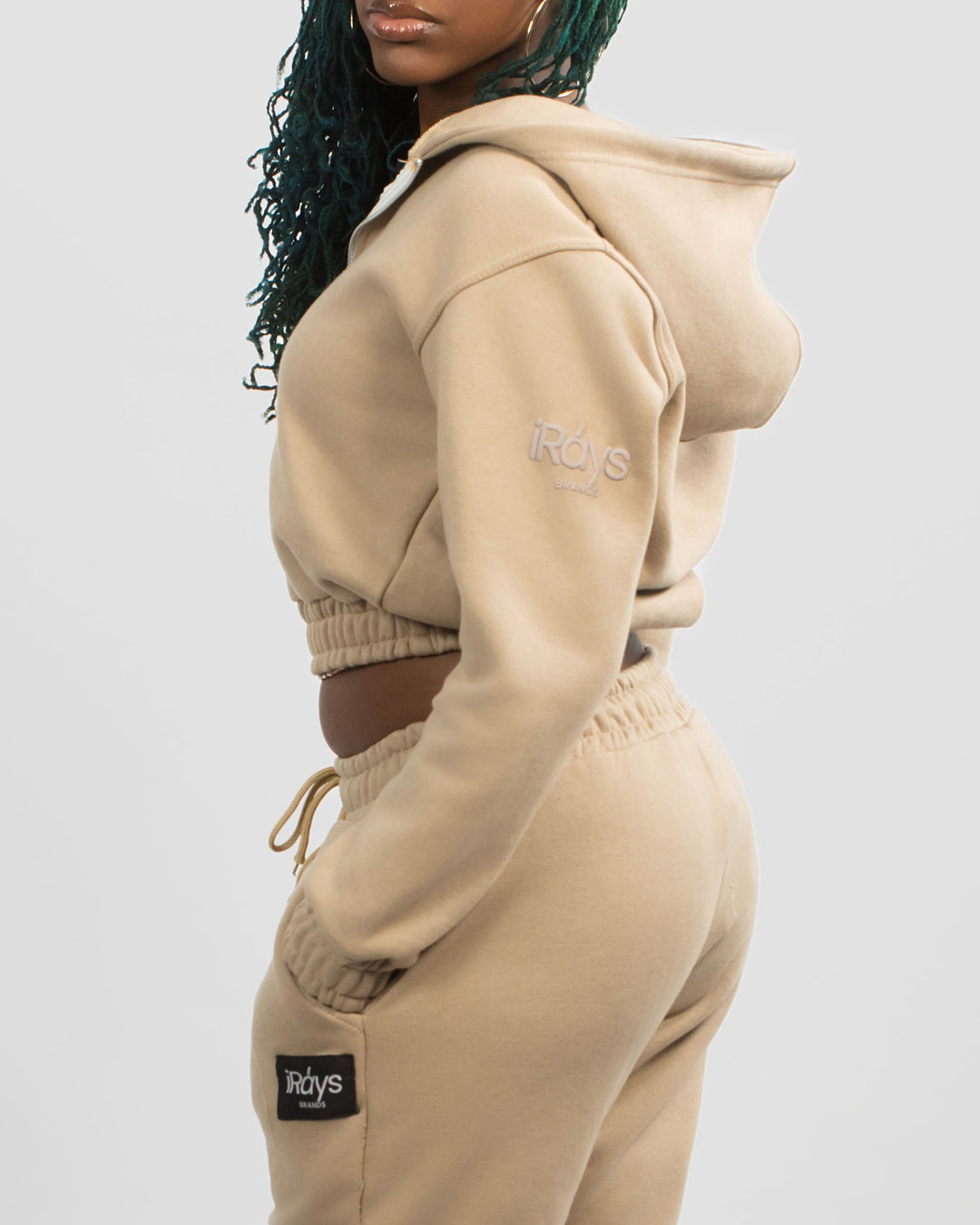 Irays Embossed Cropped Zip Hoodie