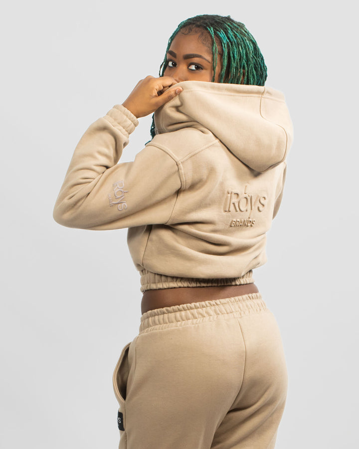 Irays Embossed Cropped Zip Hoodie