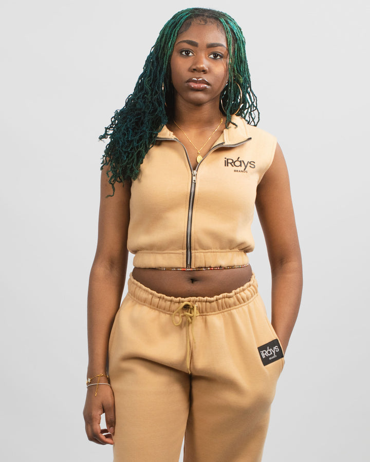 Irays Sleeveless Zip-Up Crop