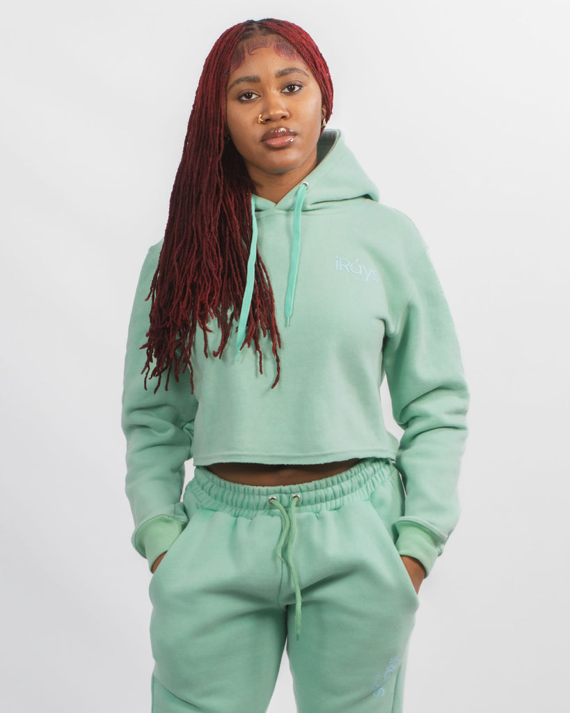 Cropped Hoodie – Subtle Silicone Logo & Raw Edge Hem – Irays